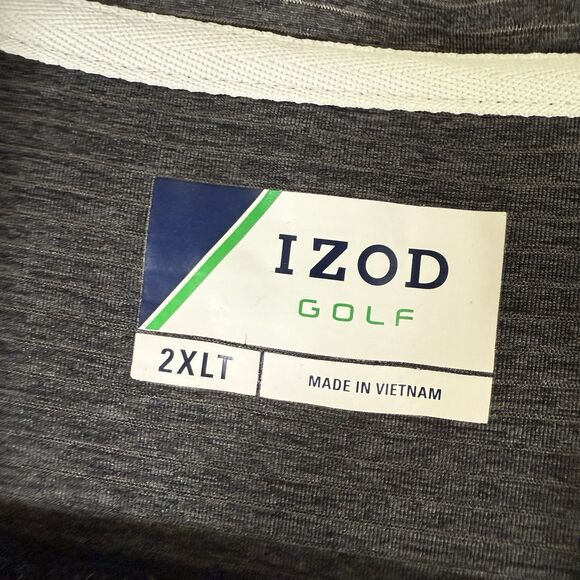 Izod Golf Polo Shirt Men's 2XLT Dark Grey Short Sleeve Breathable Lightweight - Picture 5 of 11